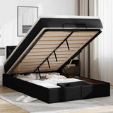 vidaXL Lit ottoman avec matelas et LED 80x200cm Kunstleer noir