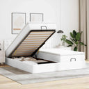 vidaXL Lit Poef avec matelas et LED 160x200cm Kunstleer noir