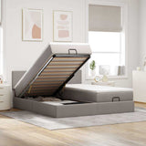 vidaXL Ottoman bed met matrassen en LED's 160x200cm stof lichtgrijs