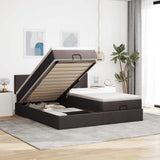 vidaXL Ottoman bed met matrassen en LED's 160x200cm stof lichtgrijs
