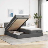 vidaXL Ottoman bed met matrassen en LED's 160x200cm stof lichtgrijs