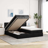 vidaXL Ottoman bed met matrassen en LED's 160x200cm stof lichtgrijs