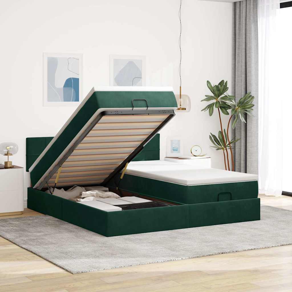 vidaXL Lit ottoman avec matelas et éclairage LED 160x200cm