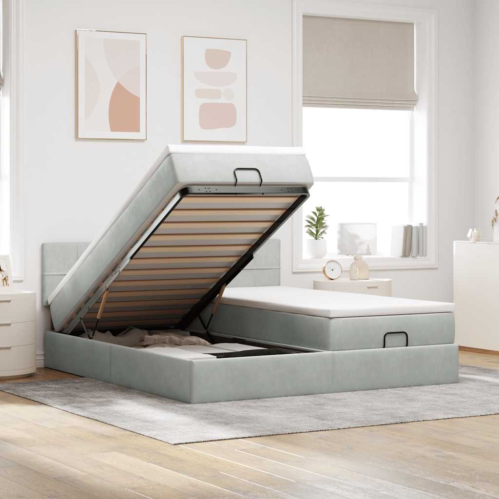 vidaXL Lit ottoman avec matelas et éclairage LED 160x200cm