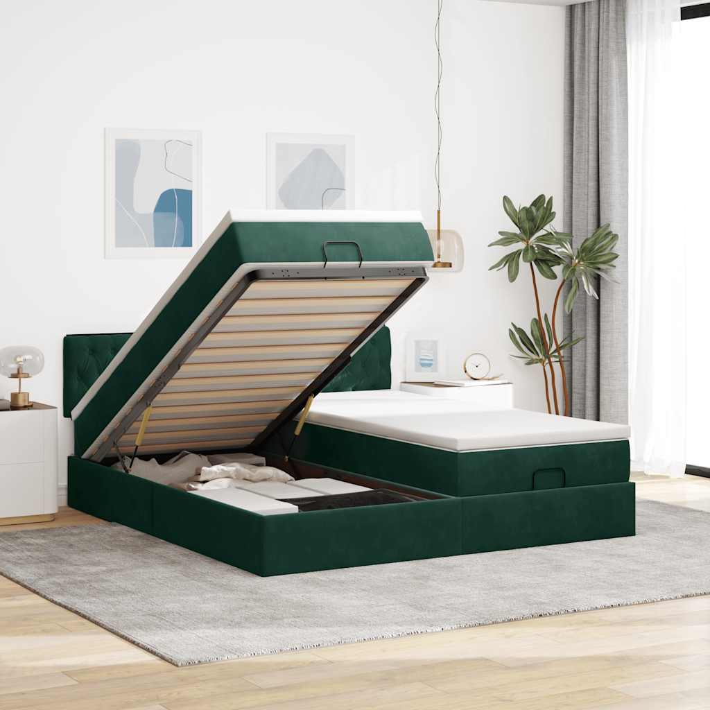 vidaXL Lit ottoman avec matelas et éclairage LED 160x200cm
