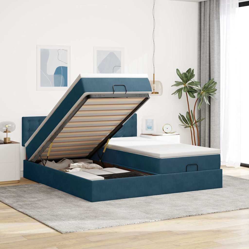 vidaXL Lit ottoman avec matelas et éclairage LED 160x200cm