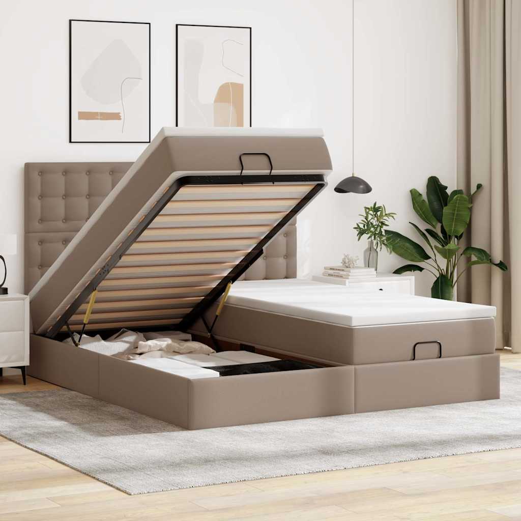 vidaXL Ottoman bed with mattresses 160x200cm artificial leather black