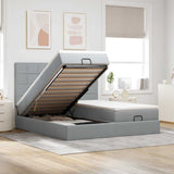 vidaXL Ottoman bed with mattresses 160x200cm fabric light grey