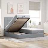 vidaXL Ottoman bed with mattresses 160x200cm fabric light grey