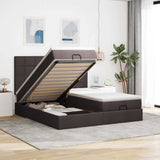 vidaXL Ottoman bed with mattresses 160x200cm fabric light grey
