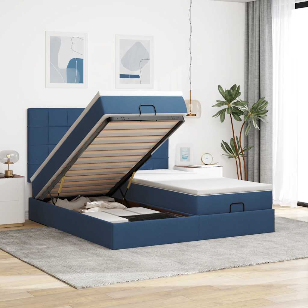vidaXL Ottoman bed with mattresses 160x200cm fabric light grey