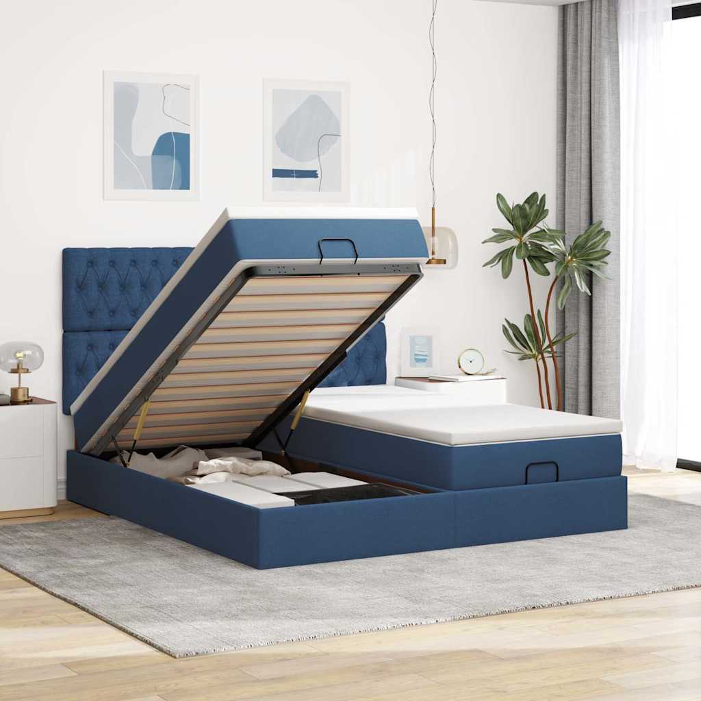 vidaXL Ottoman bed with mattresses 160x200cm fabric light grey