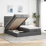 vidaXL Ottoman bed with mattresses 160x200cm fabric light grey