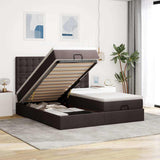 vidaXL Ottoman bed with mattresses 160x200cm fabric light grey
