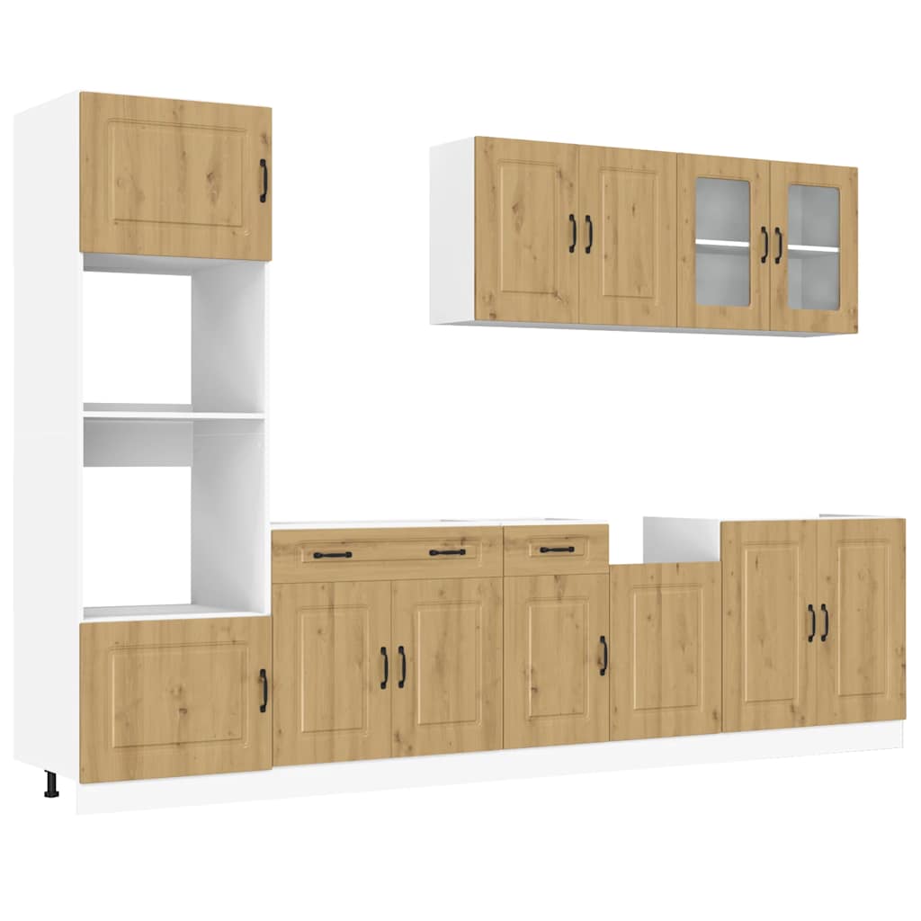 vidaXL 7-delige Keukenkastenset Kalmar bewerkt hout wit
