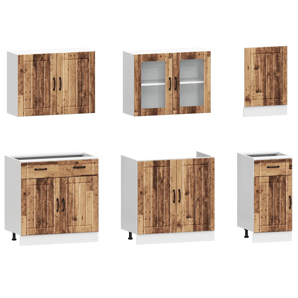 vidaXL 7-delige Keukenkastenset Kalmar bewerkt hout wit