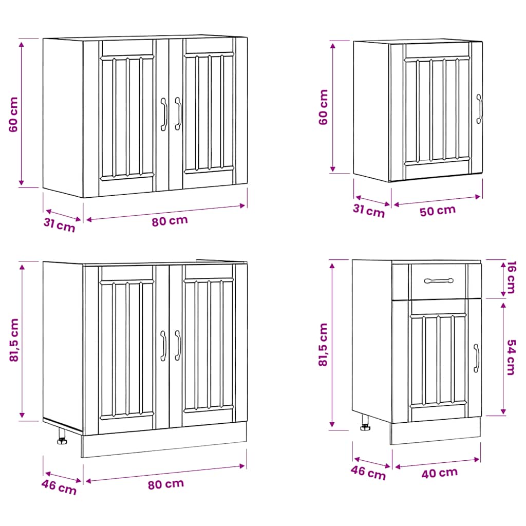 vidaXL 7-delige Keukenkastenset Lucca bewerkt hout wit