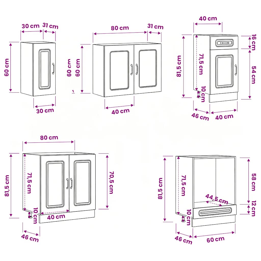 vidaXL 8-Piece Kitchen Cabinet Set Kalmar Engineered Wood White