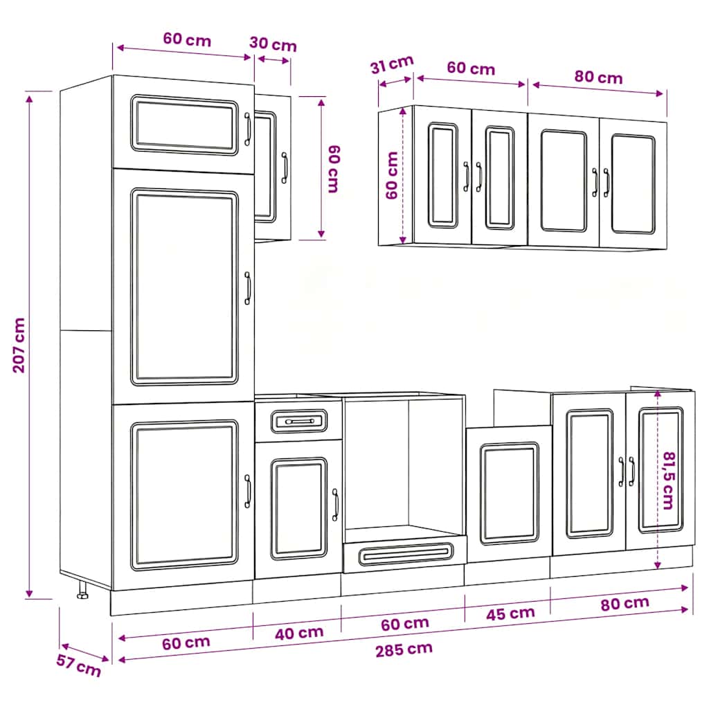 vidaXL 8-Piece Kitchen Cabinet Set Kalmar Engineered Wood White