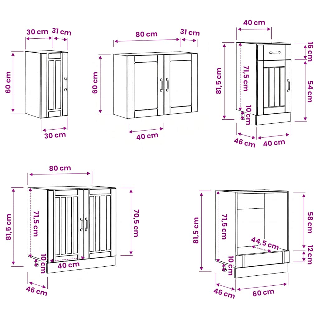 vidaXL 8-delige Keukenkastenset Lucca bewerkt hout wit