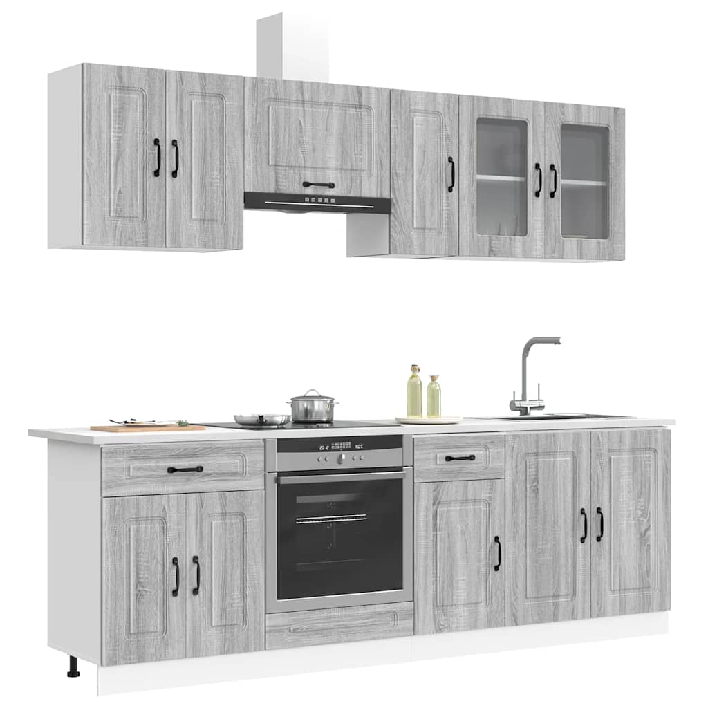 vidaXL 8-delige Keukenkastenset Kalmar bewerkt hout wit