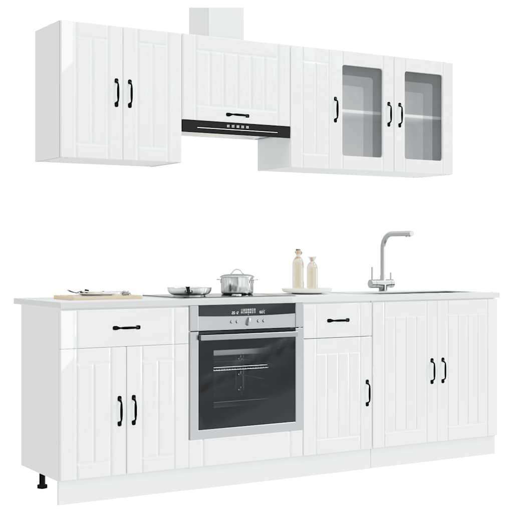 vidaXL 8-delige Keukenkastenset Kalmar bewerkt hout wit