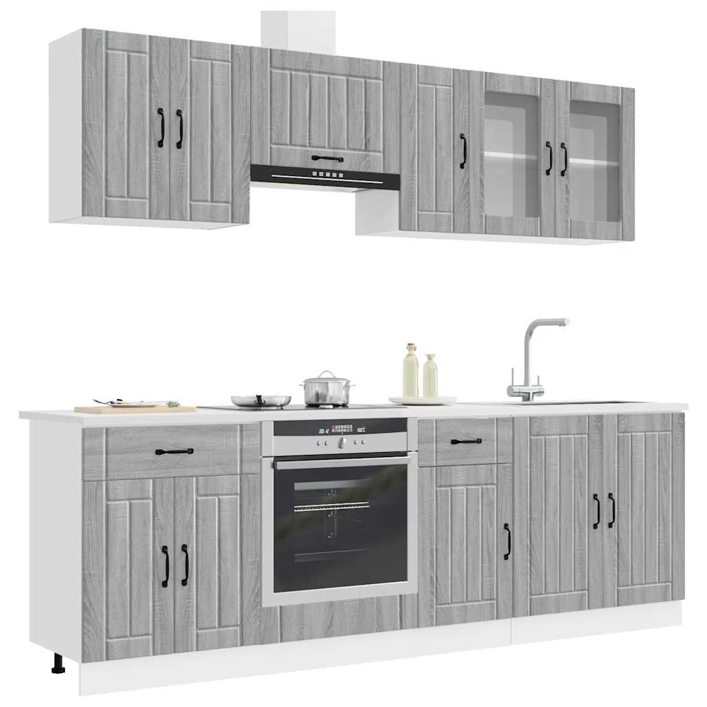 vidaXL 8-delige Keukenkastenset Kalmar bewerkt hout wit