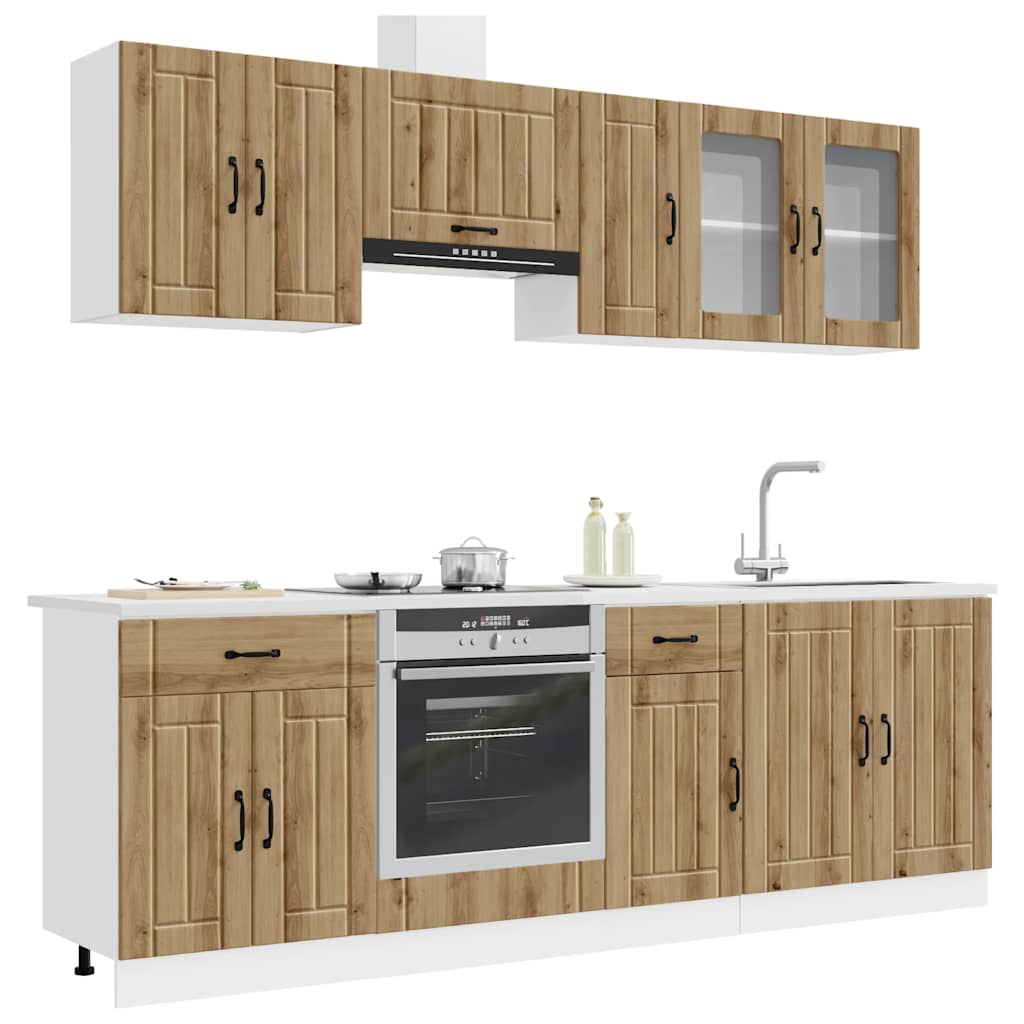 vidaXL 8-delige Keukenkastenset Kalmar bewerkt hout wit