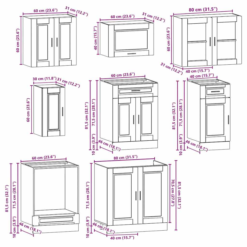 vidaXL 8-Piece Kitchen Cabinet Set Porto Engineered Wood White