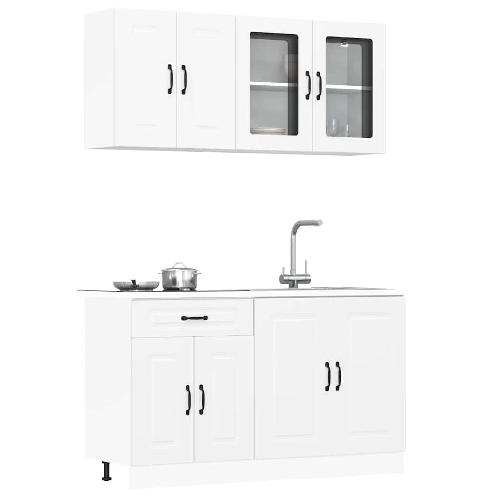 vidaXL 4-delige Keukenkastenset Kalmar bewerkt hout wit