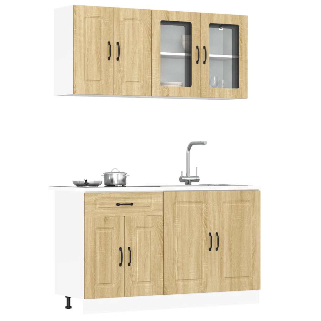 vidaXL 4-delige Keukenkastenset Kalmar bewerkt hout wit