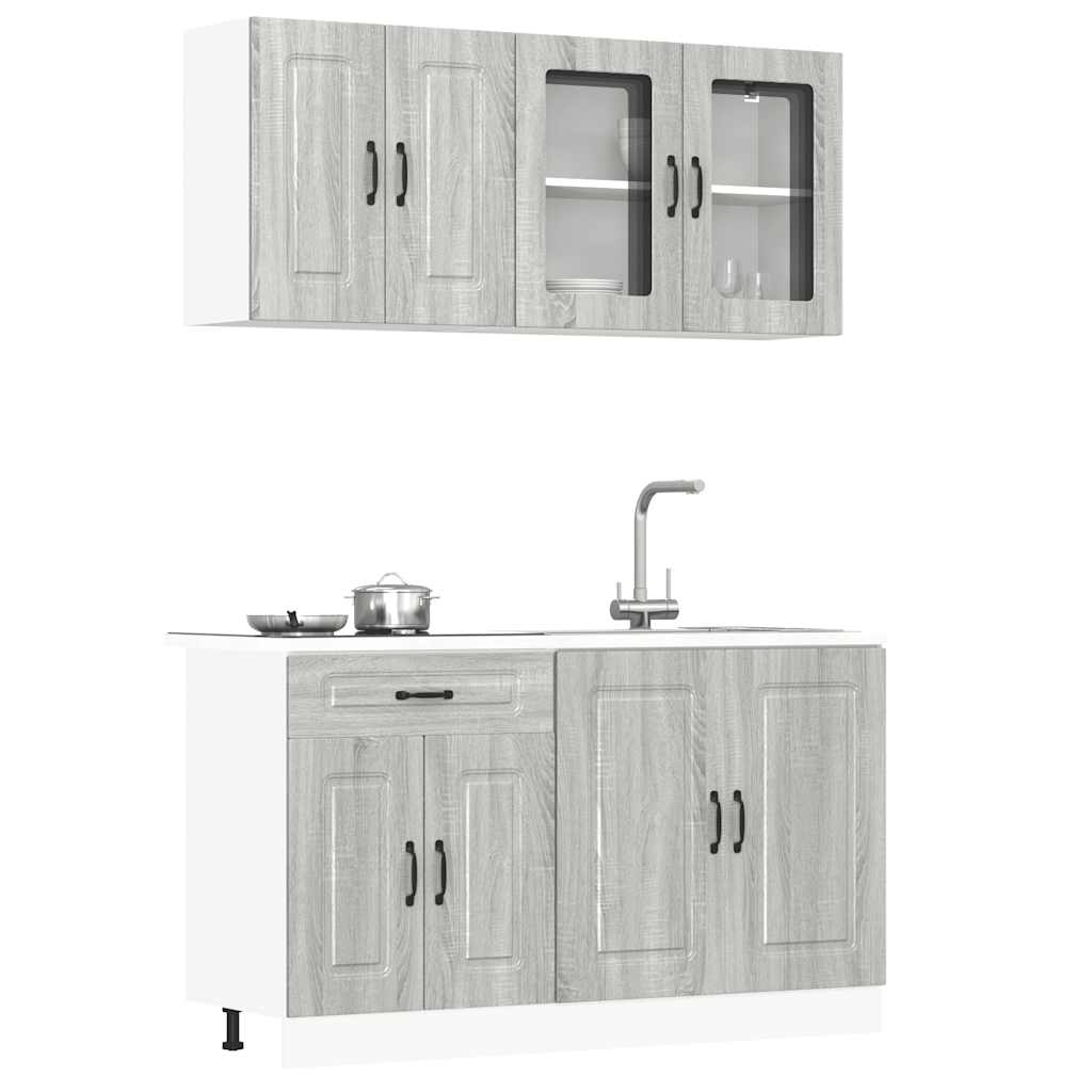 vidaXL 4-delige Keukenkastenset Kalmar bewerkt hout wit