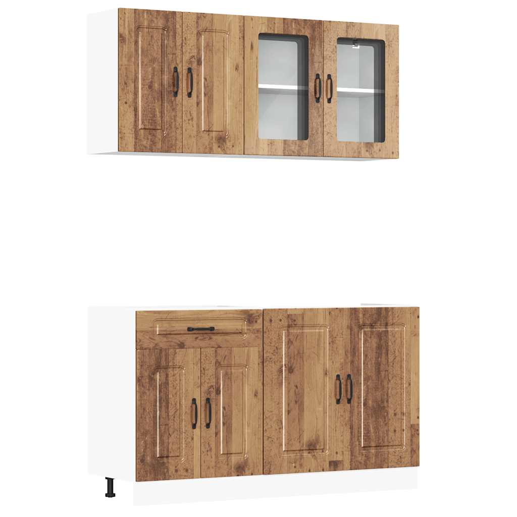 vidaXL 4-delige Keukenkastenset Kalmar bewerkt hout wit