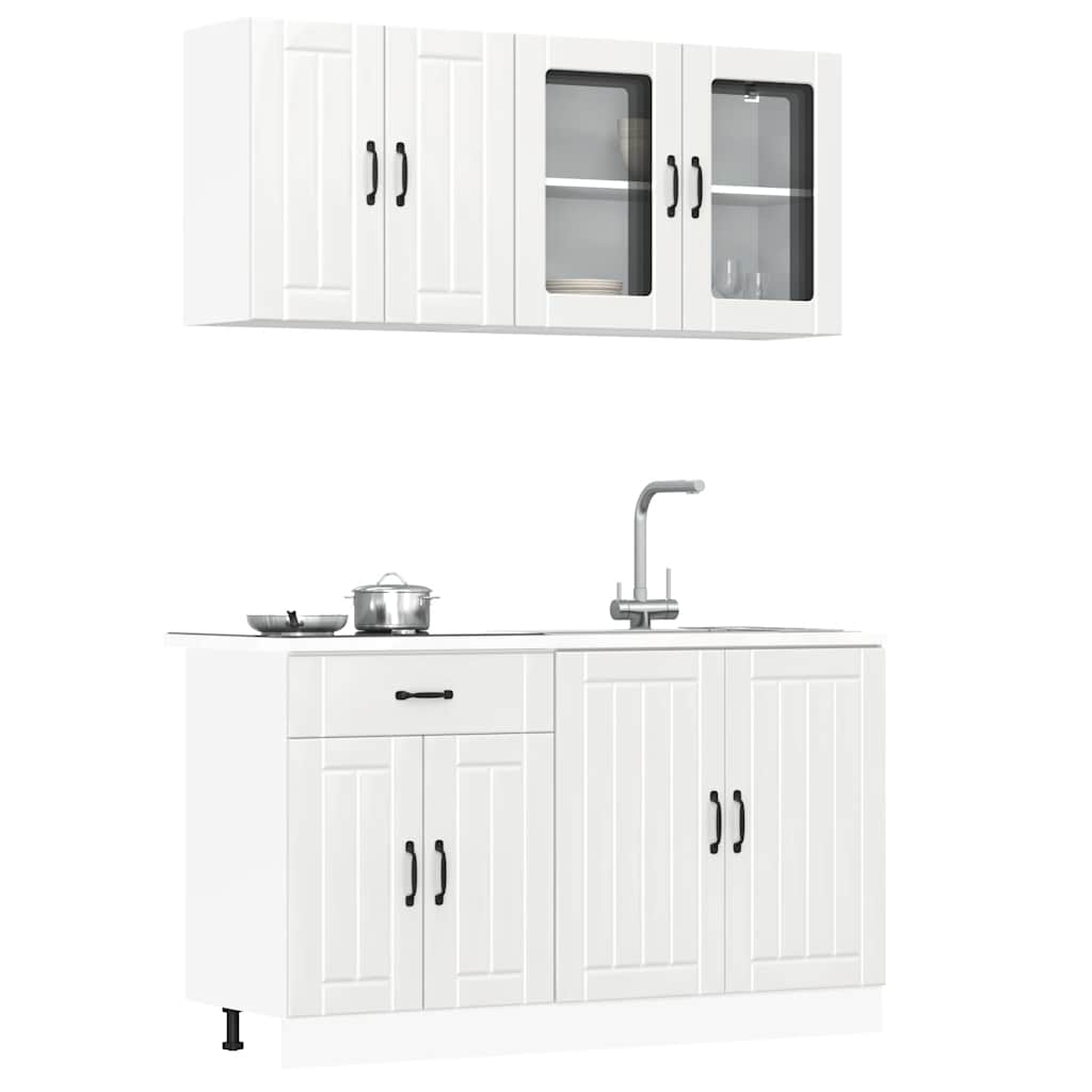 vidaXL 4-delige Keukenkastenset Lucca bewerkt hout wit