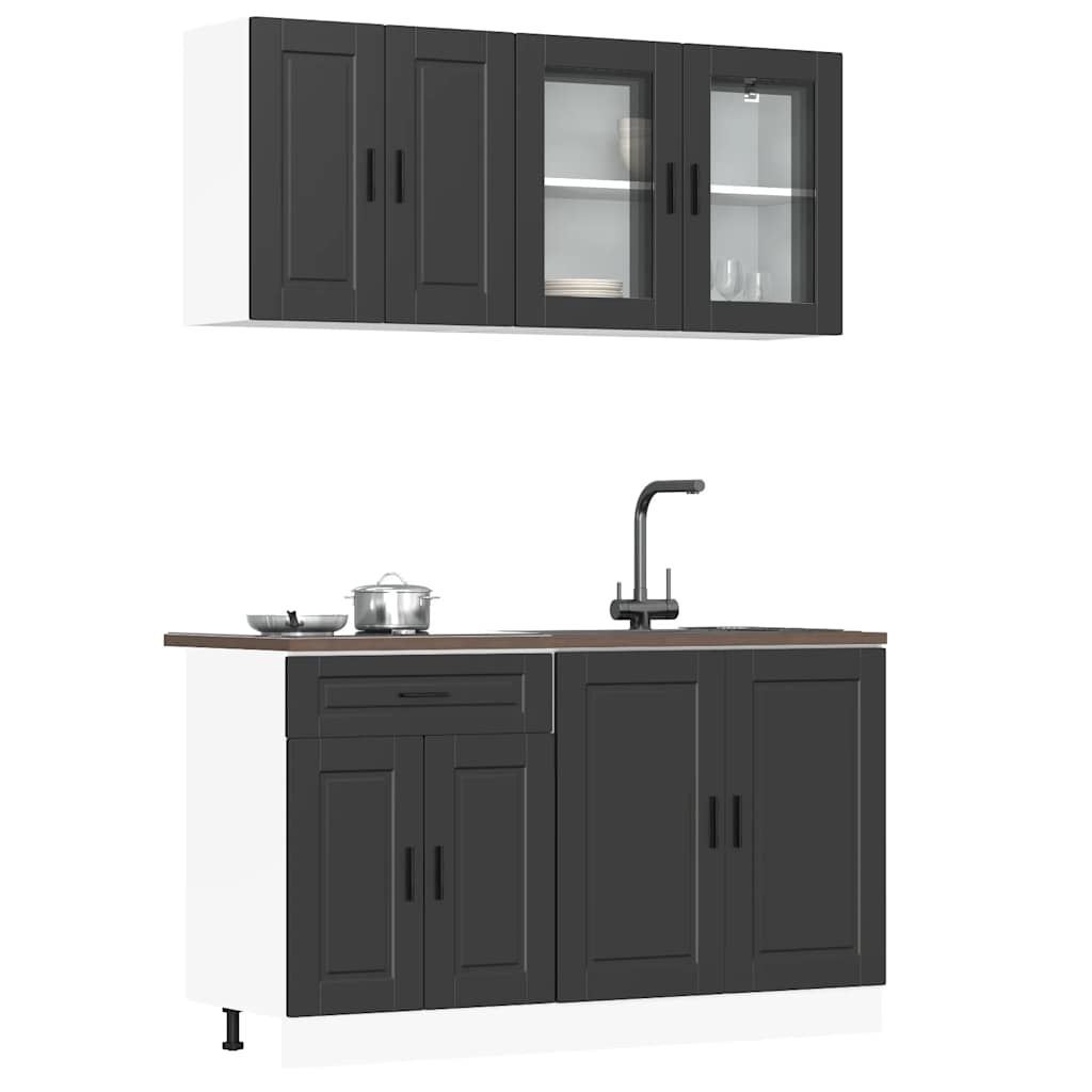 vidaXL 4-delige Keukenkastenset Porto bewerkt hout wit