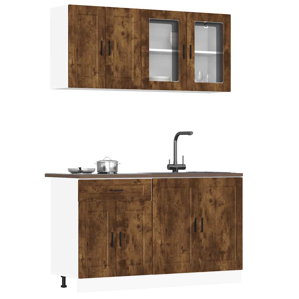 vidaXL 4-delige Keukenkastenset Porto bewerkt hout wit