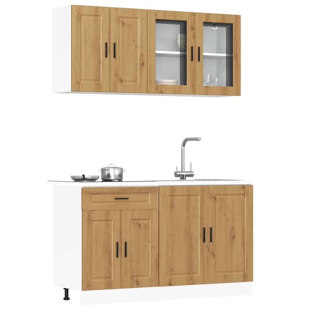 vidaXL 4-delige Keukenkastenset Porto bewerkt hout wit
