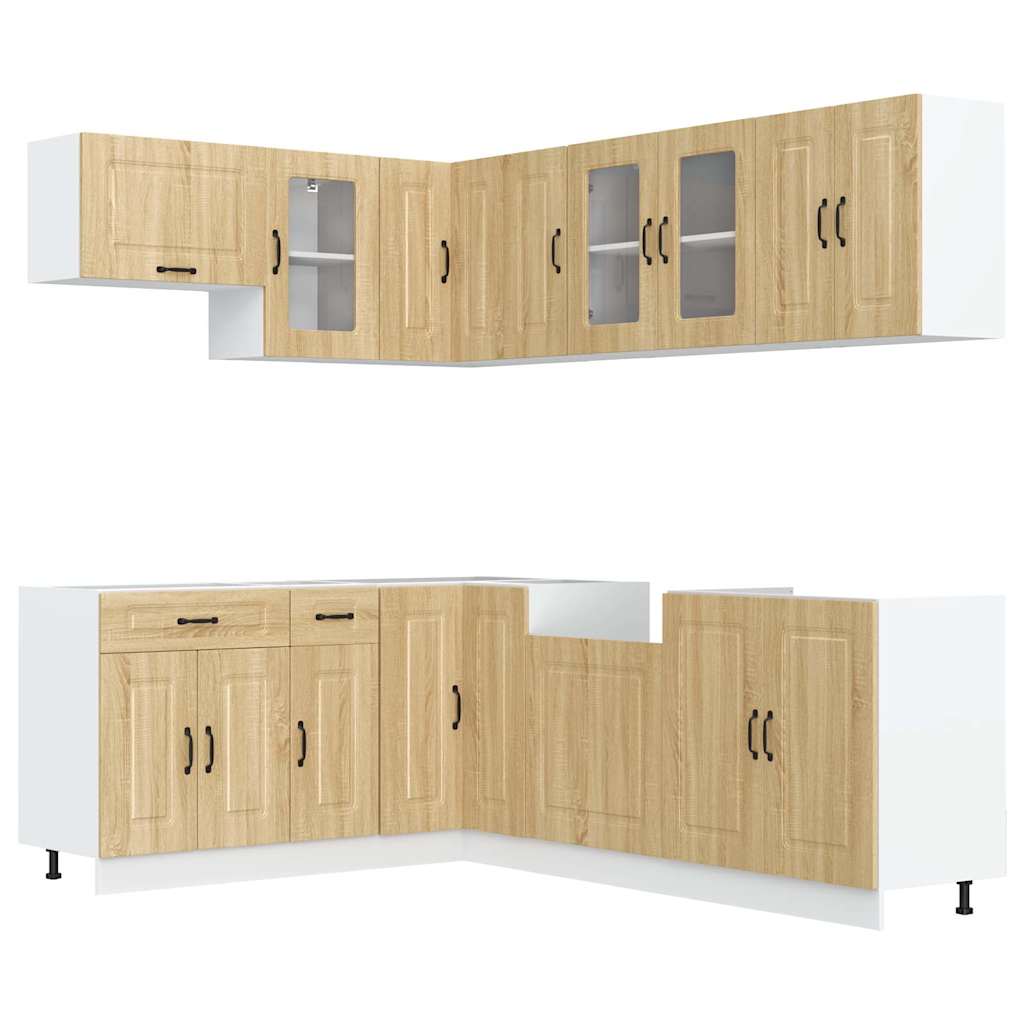 vidaXL 11-delige Keukenkastenset Kalmar bewerkt hout wit