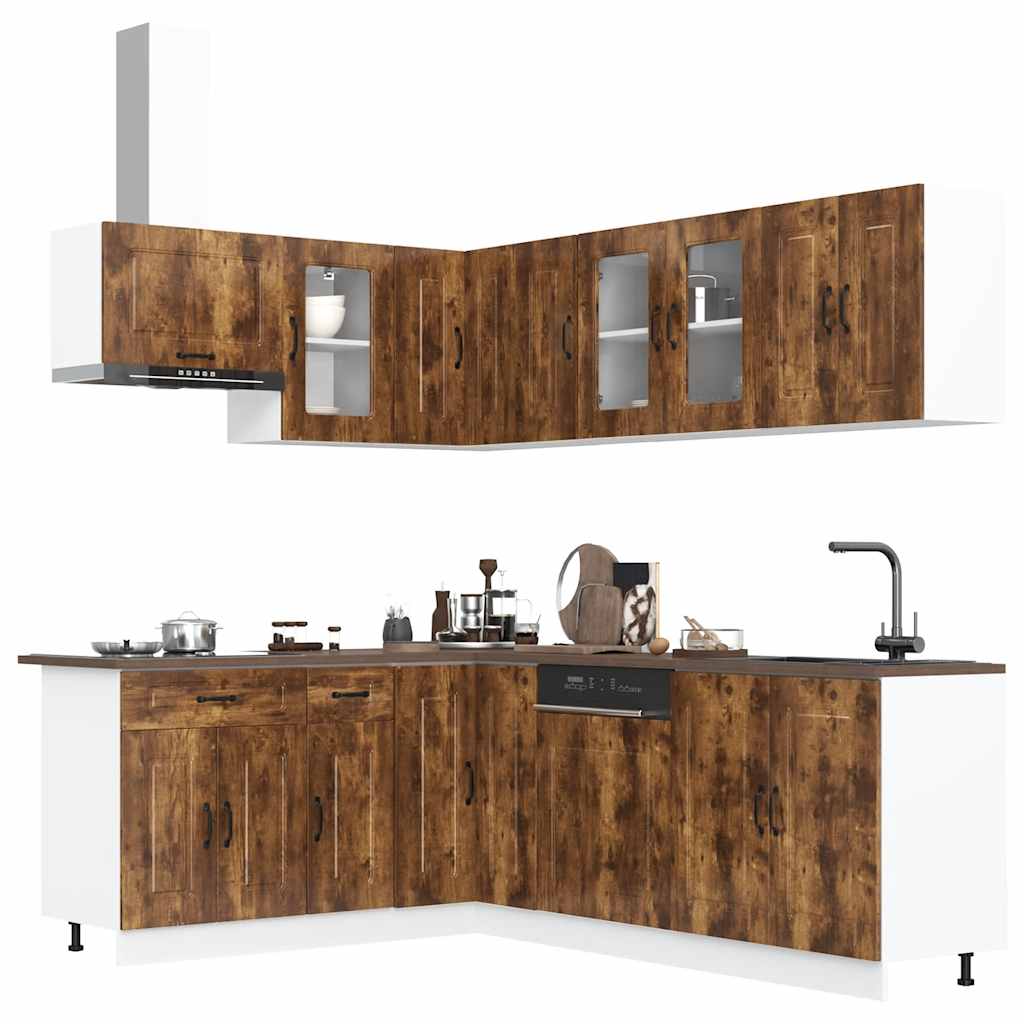 vidaXL 11-delige Keukenkastenset Kalmar bewerkt hout wit