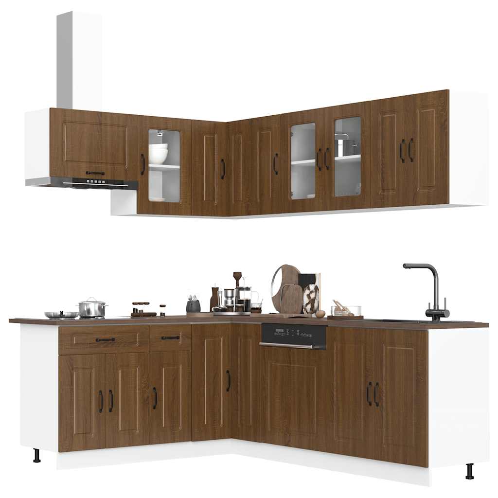 vidaXL 11-delige Keukenkastenset Kalmar bewerkt hout wit