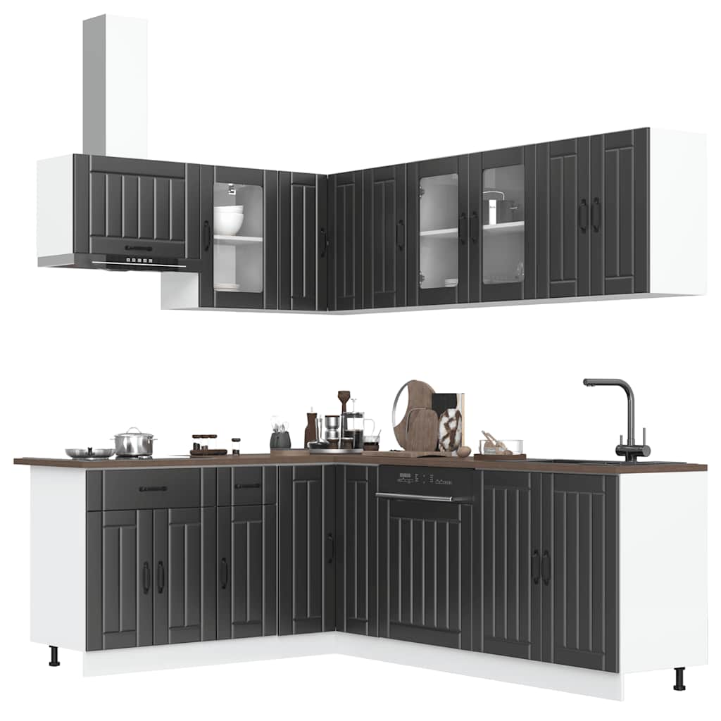 vidaXL 11-delige Keukenkastenset Lucca bewerkt hout wit