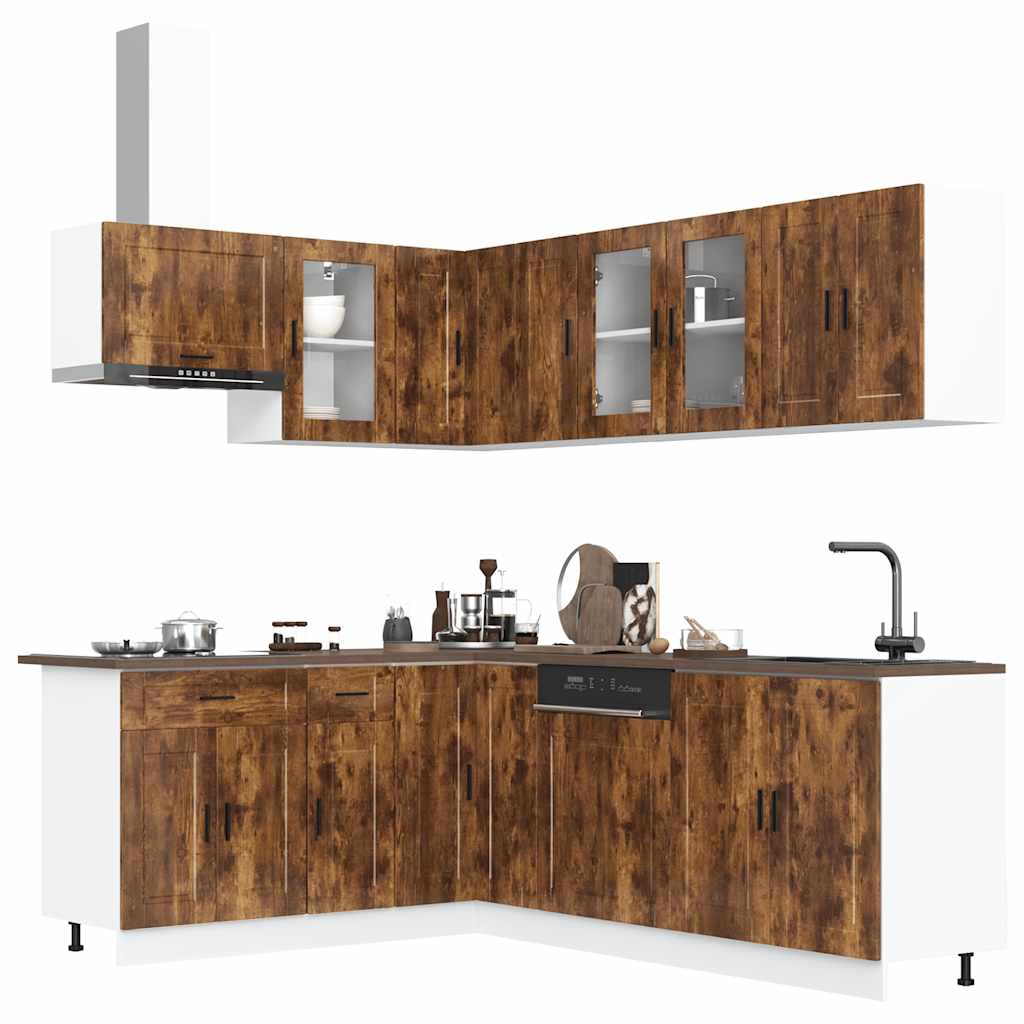 vidaXL 11-delige Keukenkastenset Porto bewerkt hout wit