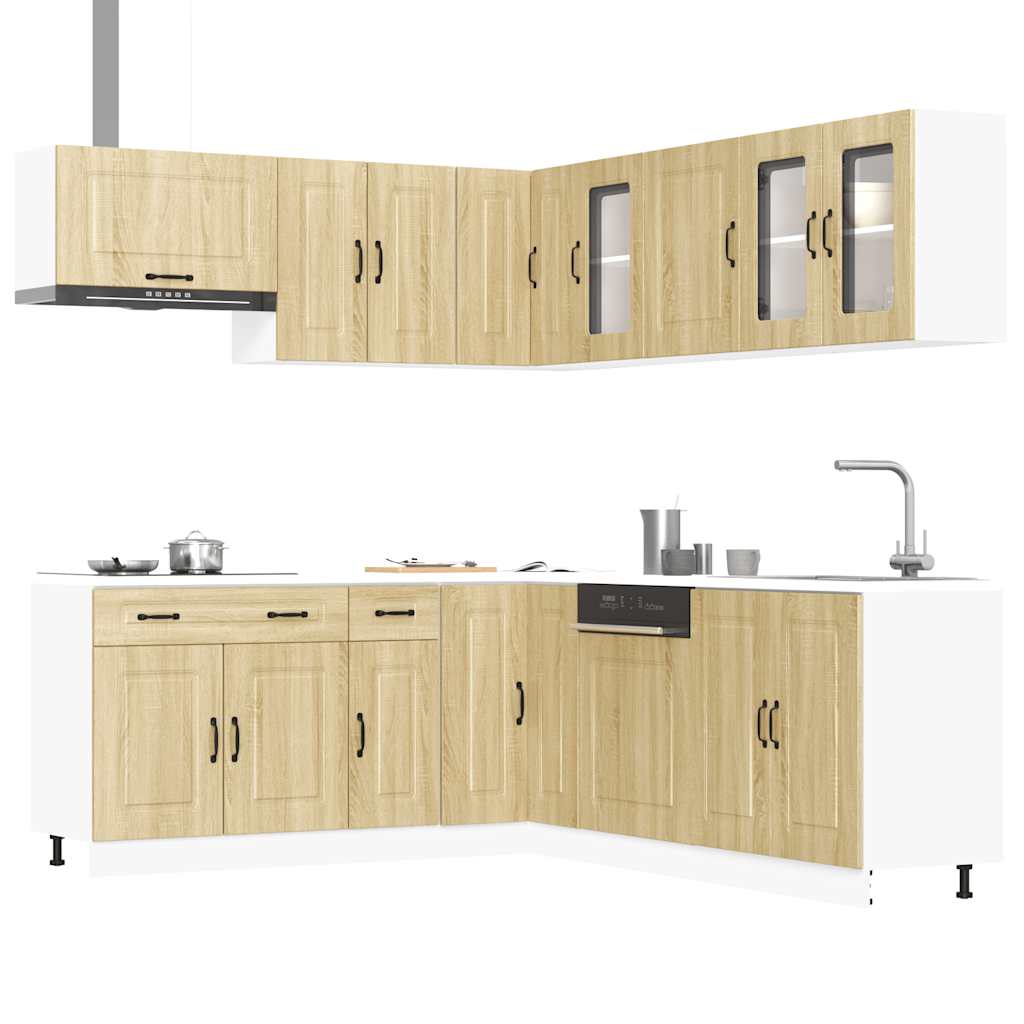 vidaXL 11-delige Keukenkastenset Kalmar bewerkt hout wit