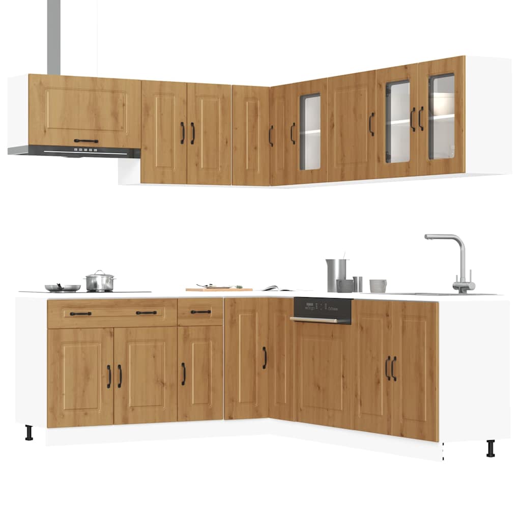 vidaXL 11-delige Keukenkastenset Kalmar bewerkt hout wit
