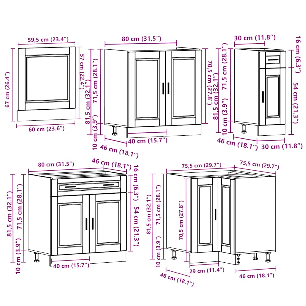 vidaXL 11-Piece Kitchen Cabinet Set Porto Engineered Wood White