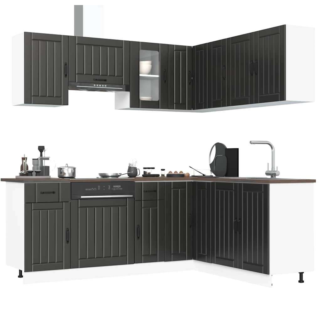 vidaXL 11-delige Keukenkastenset Kalmar bewerkt hout wit