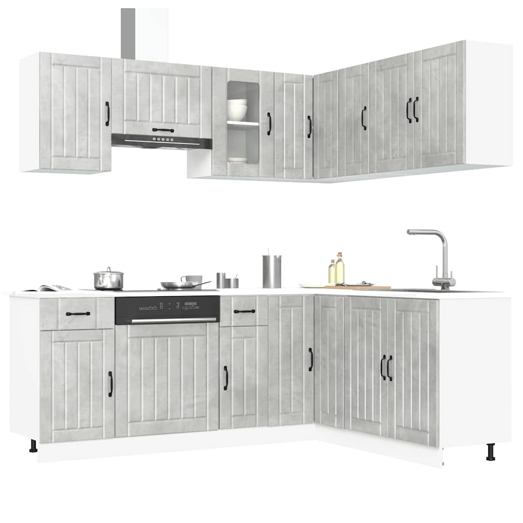 vidaXL 11-delige Keukenkastenset Kalmar bewerkt hout wit