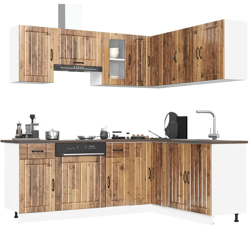 vidaXL 11-delige Keukenkastenset Kalmar bewerkt hout wit