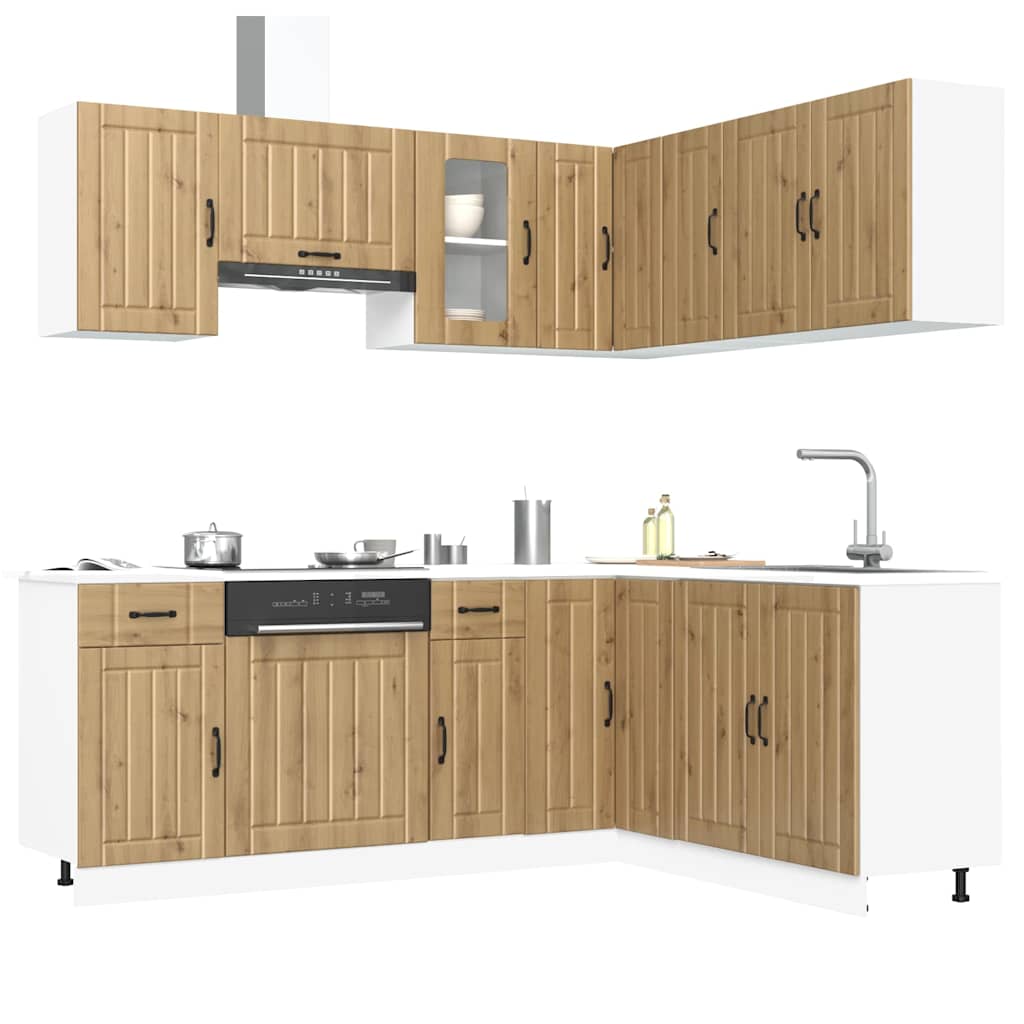 vidaXL 11-delige Keukenkastenset Kalmar bewerkt hout wit