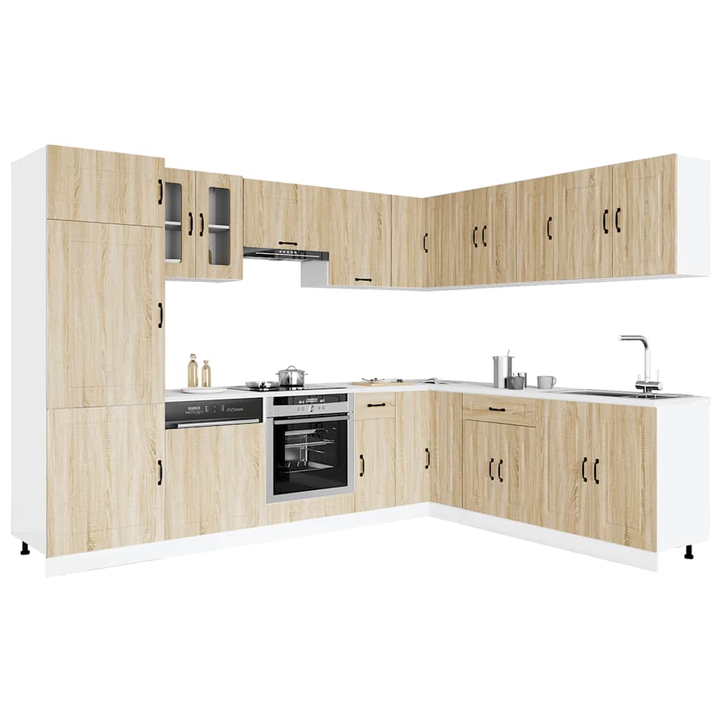 vidaXL 14-delige Keukenkastenset Kalmar bewerkt hout wit